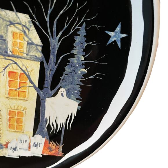 Potter's Studio Halloween HAUNTED HOUSE Salad Plates Set of 4 Witch Ghost New - Picture 5 of 10